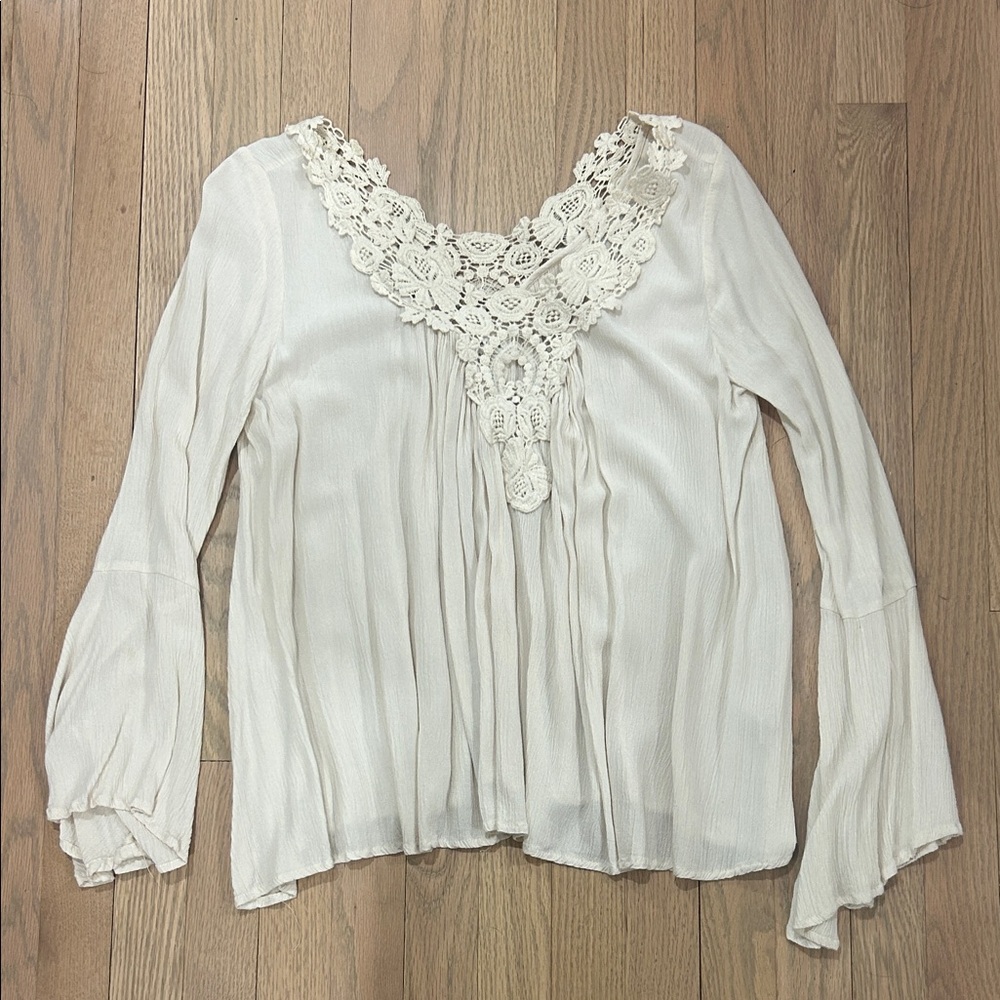 Socialite Cream Lace Accent Blouse